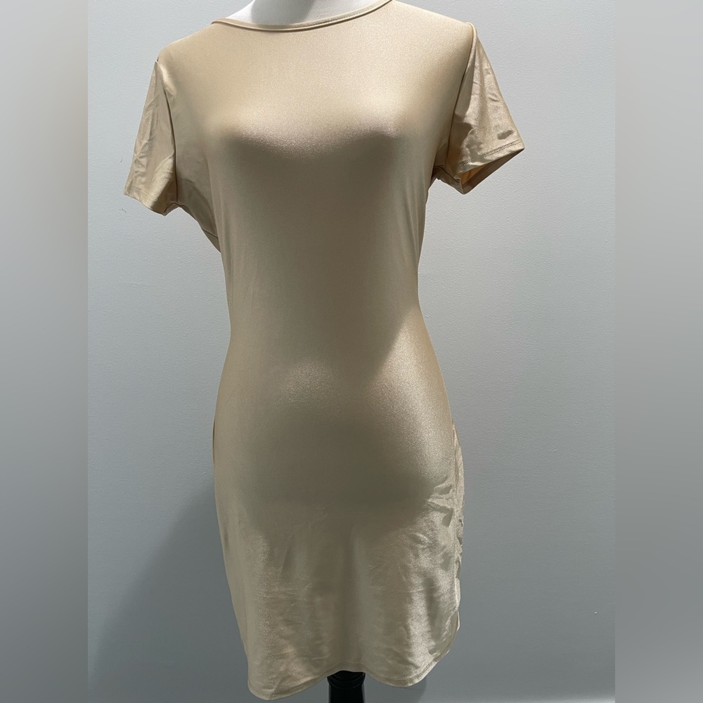 Fashion Nova Gold Bodycon Mini Dress